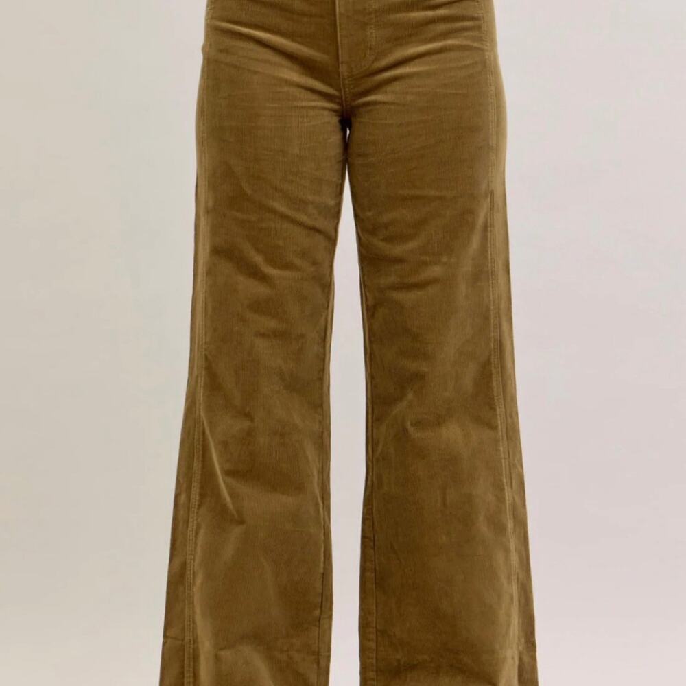 NEW JUDY BLUE HIGH WAISTED RETRO WIDE CORDUROY OLIVE GREEN JEANS SZ 9/29 - Picture 3 of 12
